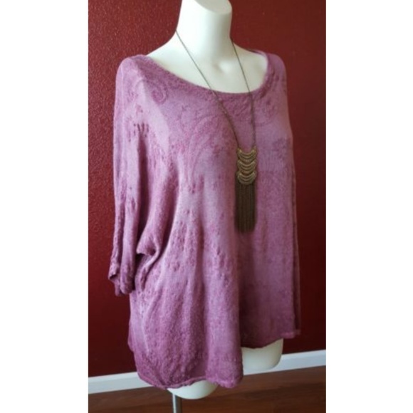 New Soft Surroundings Rose Burnout Dijon Velvety Floral Tunic Top S - Picture 2 of 7